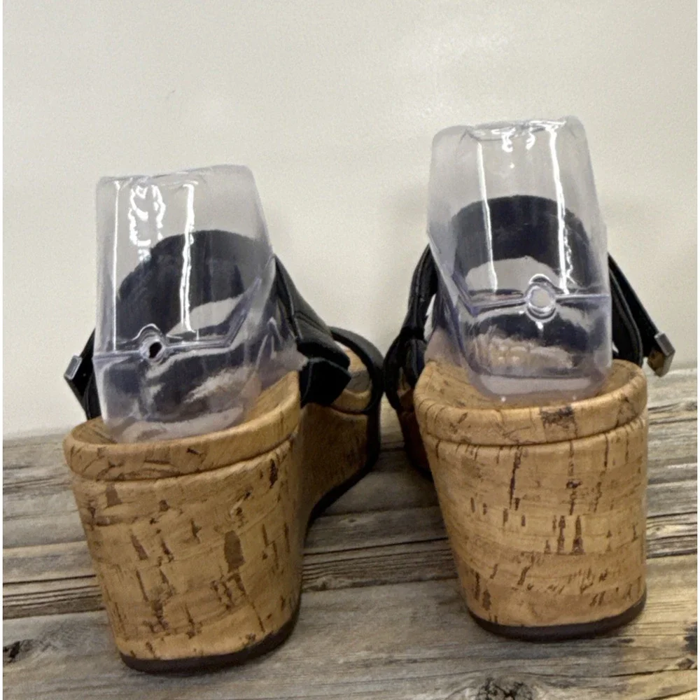 VIONIC Pepper Platform Wedge Sandals- Wide Strap/Black/Open Toe -Wmns Sz 9 Chrty